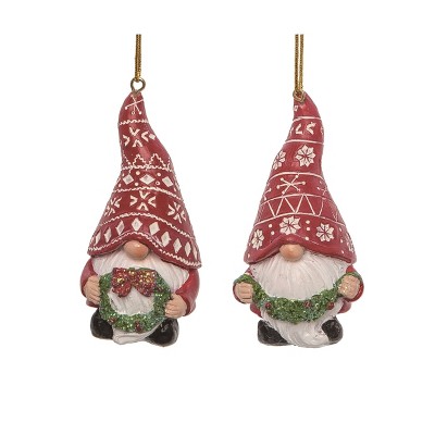 Transpac Resin Fair Isle Gnome Christmas Tree Ornaments