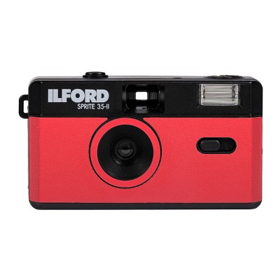 Ilford Sprite 35-II Reusable/Reloadable 35mm Analog Film Camera (Red and Black)