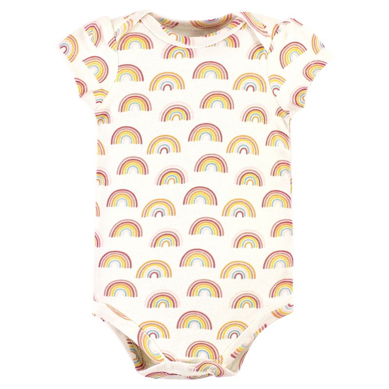 Hudson Baby Infant Girl Cotton Bodysuits, Sunshine Rainbows, 4 of 6