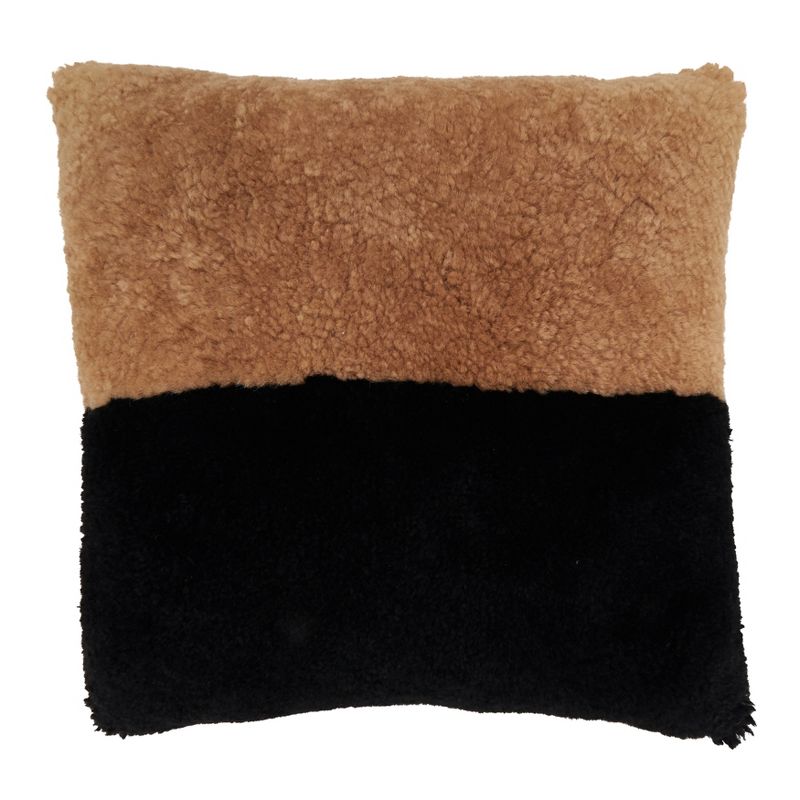 Saro Lifestyle Luxurious Sheep Fur Poly Filled Pillow with Two-Tone Elegance, 1 of 4