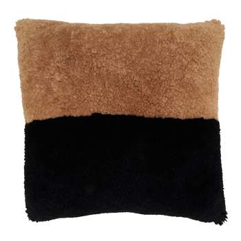 Saro Lifestyle Luxurious Sheep Fur Poly Filled Pillow with Two-Tone Elegance