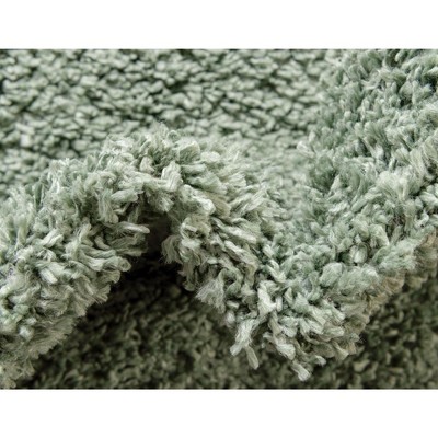 Sage Green Rectangular Shag Indoor Area Rug