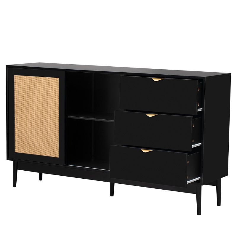 2-Door Storage Cabinet With 3 Drawers and Metal Handles For Hallway, Entrance Hall, Living Room and Study Room - ModernLuxe, 5 of 12
