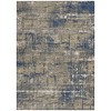 Navy Blue And Beige Geometric Washable Indoor Outdoor Area Rug - 4 of 4