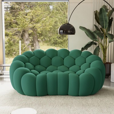 WJSHome 79.53'' Modern Bubble Sofa, Comfy Upholstered Loveseat Sofa, Lazy Floor Curved Couch for Living Room, Apartment, Small Space, Green