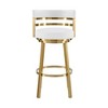 HomeRoots 30" White and Gold Faux Leather and Stainless Steel Low Back Bar Height Swivel Bar Chair - 4 of 4