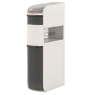 Costway 4-Tier Narrow Bathroom Storage Cabinet with Drawers Tissue Box Wheels for Kitchen