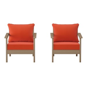 WestinTrends Avalon Outdoor Modern HDPE Patio Club Chairs with Deep Seat Cushions (Set of 2) - 1 of 4