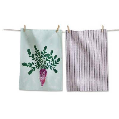 Tag Eat Your Veggies Dishtowel Set - Fun Kitchen Towels for Everyday Use, Machine Washable, 26" x 18"