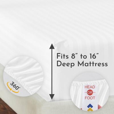 California King Bright White Cotton Deep Pocket Fitted Sheet Set