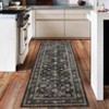 Area Rug Indoor Vintage Living Room Carpet Washable Distressed Rug Black Floral Bedroom Retro Accent Throw Rug Office Dining Room, Black - 3 of 4