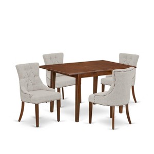 HomeStock 5-Pc Mahogany Finish Solid Wood Top - Rectangular Dining Room Set with Butterfly Leaf - Seats 4 - 1 of 4