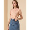 INSPIRE CHIC Women's Ruffle Neck Short Sleeves Keyhole Back Floral Blouse - 2 of 4