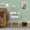 2-Tier Storage Nightstand with Fabric Drawer,Wood Side Table with Storage Cabinet and Shelf,End Table for Living Room Bedroom-Cuddlewood - 3 of 4