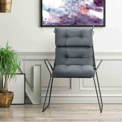 Gray 44" x 22" Tufted Suede Outdoor Chair Cushion
