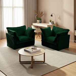 2-Piece Corduroy Armchair Set with Deep Seats - 1 of 4