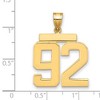 Black Bow Jewelry 14k Yellow Gold, Athletic Collection, Large Polished Number 92 Pendant - 2 of 3