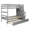 NicBex Twin over Twin Bunk Bed Pine Bed Frame with Twin Trundle, Storage Stair and Full Length Guardrail, Space Saving, No Box Spring Required, Gray - 4 of 4