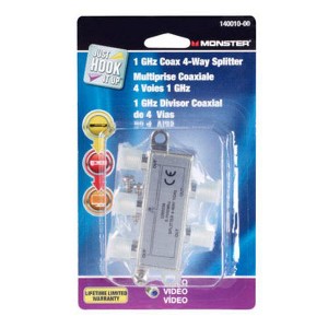 Monster 140010-00 4 Way Digital Coax Splitter, 1 GHz - 1 of 1