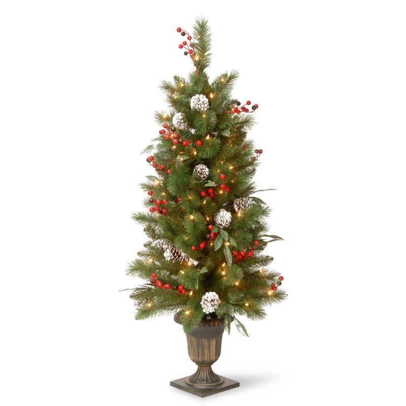 4' Pre-lit Flocked Pine Artificial Entrance Christmas Tree Clear Lights - National Tree Company, 1 of 4