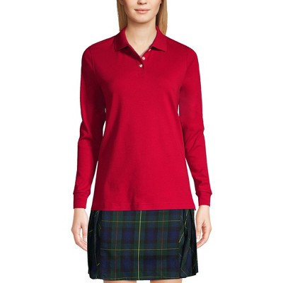 Lands' End School Uniform Women's Long Sleeve Interlock Polo Shirt