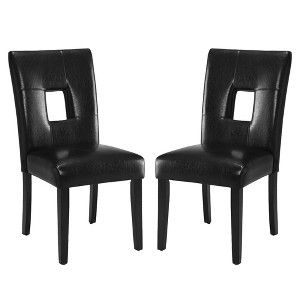 Simple Relax Set of 2 Faux Leather Upholstered Dining Chairs with Cutout Back Design - 1 of 4