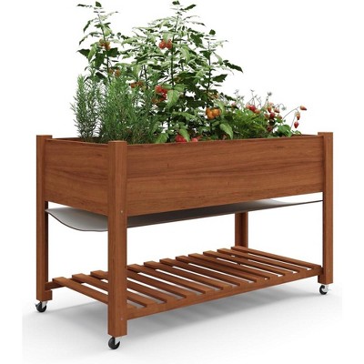 Garvee Wooden Raised Garden Bed with Legs,Sturdy Raised Table Garden Bed with Wheels