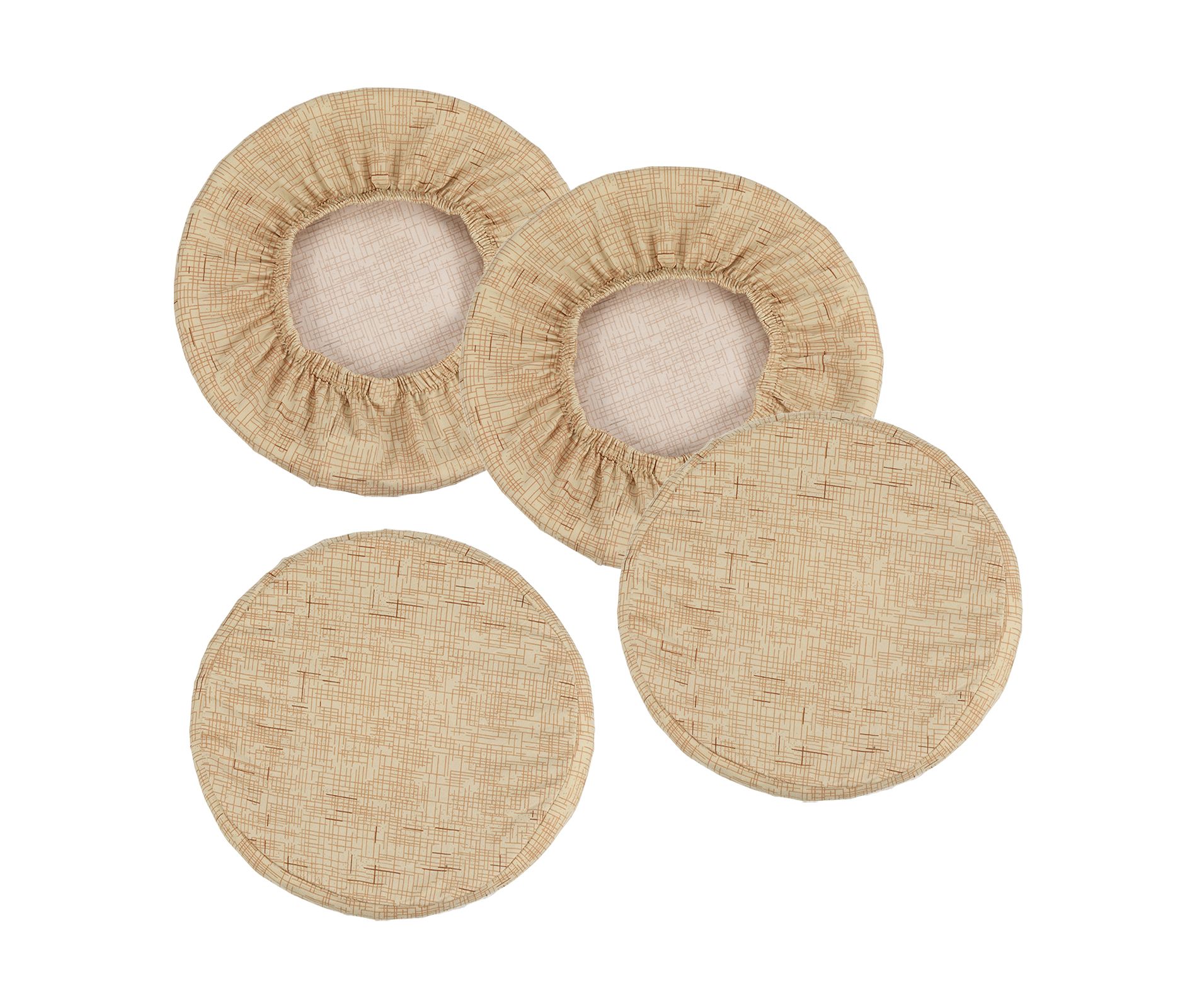 Unique Bargains Polyester Round Washable Elastic Bar Stool Cover for Dia 12"-14" Chair 4 Pcs Khaki