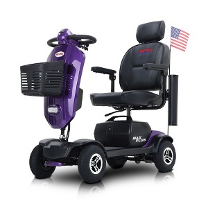 Scooters for Adults 4 Wheel Powered Mobility Scooters Folding Electric Bike for Seniors 300 lbs Capacity 16 Miles Headlight USB Charger Port Purple - 1 of 4