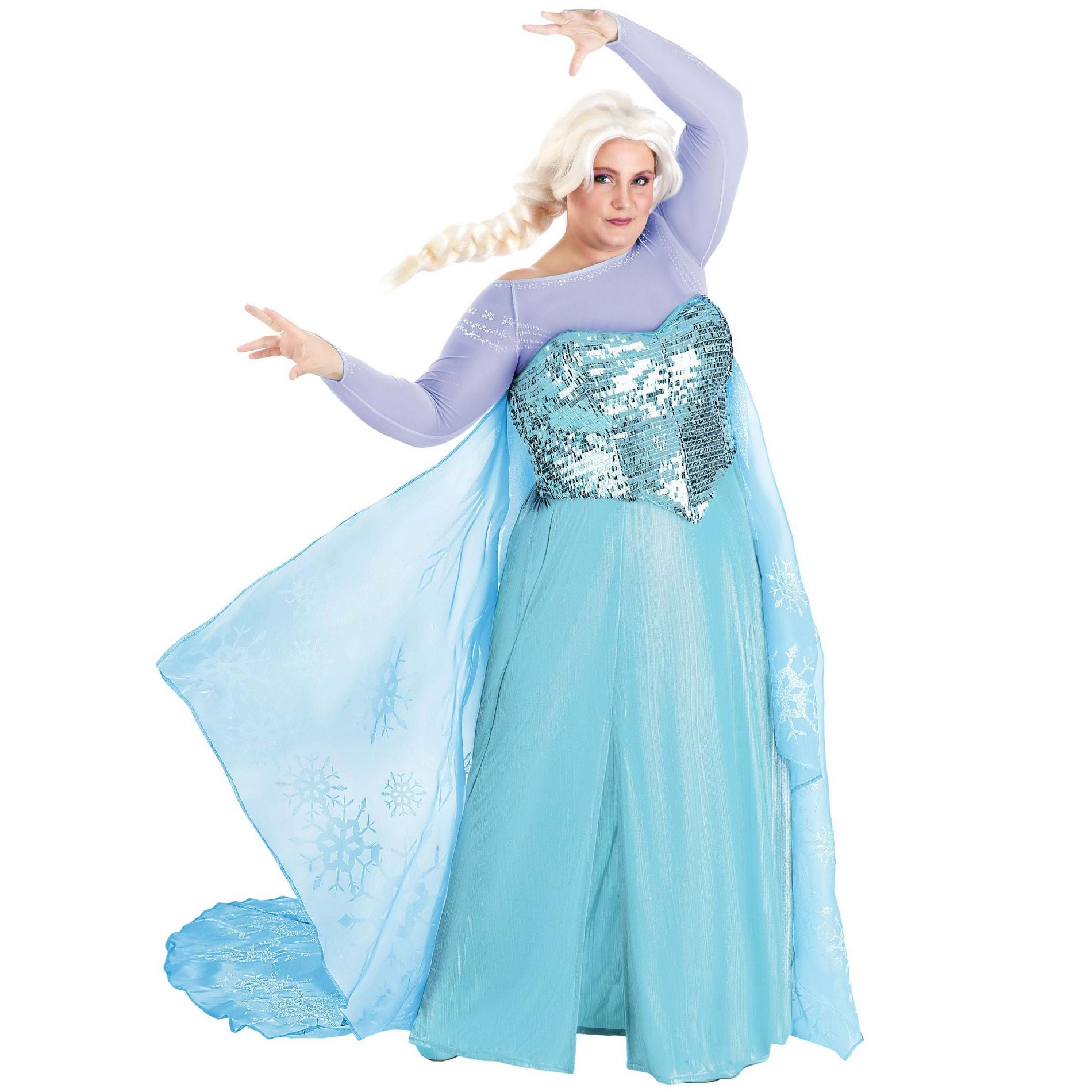 HalloweenCostumes.com 2X Women Frozen Elsa Plus Size Costume | Officially Licensed Disney Princess Premium Womens Outfit, Blue/Blue
