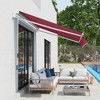 Outsunny 12' x 8' Patio Awning Canopy Retractable Sun Shade Shelter with Manual Crank Handle for Patio, Deck, Yard, Wine Red - 2 of 4