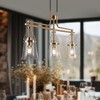 LNC Auisre 3-Lights 33" Modern Linear Kitchen Island Pendant Lightss, Polisehd Gold with 3 Seeded Glass Shades - 2 of 4