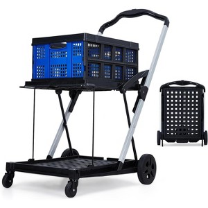 2 Tier Folding Shopping Cart for Groceries - Heavy Duty 198 LB Capacity - 1 of 4