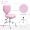 HOMCOM Heart Love Shaped Back Design Office Chair with Adjustable Height and 360 Swivel Castor Wheels, Pink - 2 of 4