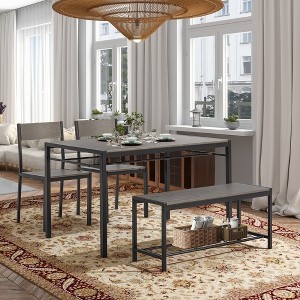 EROMMY Space-Saving Dining Table Set – Featuring a Stylish Faux Marble or Wood Grain Table with Modern Chairs - Grey - 1 of 4