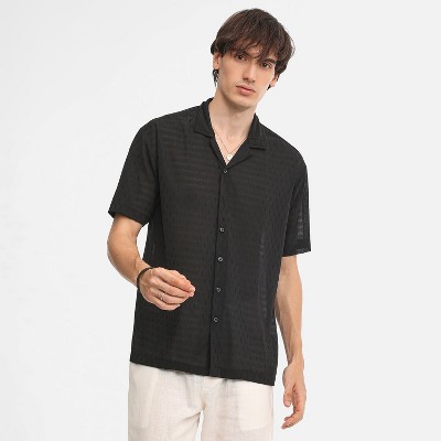 Campus Sutra Men Men's Midnight Black Oversized Woven Shirt