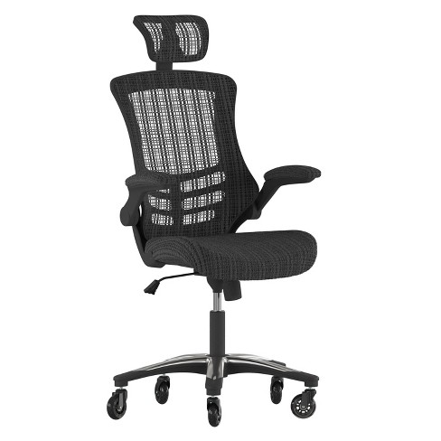 Flash Furniture Kelista High back Black Mesh Swivel Ergonomic Executive Office Chair With Flip up Arms And Transparent Roller Wheels Target
