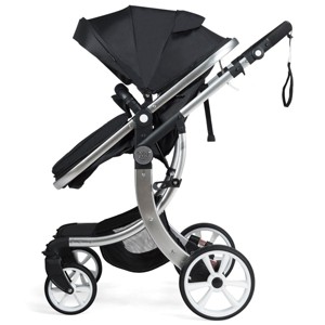 Infans Folding Aluminum Infant Bassinet Reversible Baby Stroller W/ Diaper Bag Black - 1 of 4