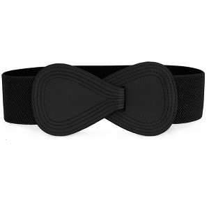 INSPIRE CHIC Women's Interlock 8-shaped Faux Leather Buckle Elastic Belt 1 Pc - 1 of 4