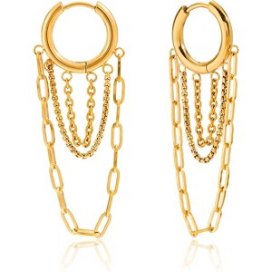 Tassel Chain Huggie Earrings: Punk Hip Hop Dangle Hoops for Women - 1 of 4