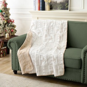 Greenland Home Fashions Reindeer Games Throw Blanket – 50x60 Inches, Holiday Print, Reversible Microfiber - 1 of 4
