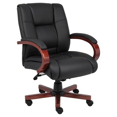 Mid Back Executive Wood Finished Chairs Black - Boss Office Products