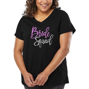 LA Pop Art Women's Word Art V-Neck - Bride Squad - 1 of 4