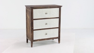 Wood Cabinet with Seagrass Drawers Brown - Olivia & May