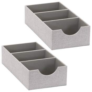 Household Essentials Set of 2 3-Section Hardside Trays Silver