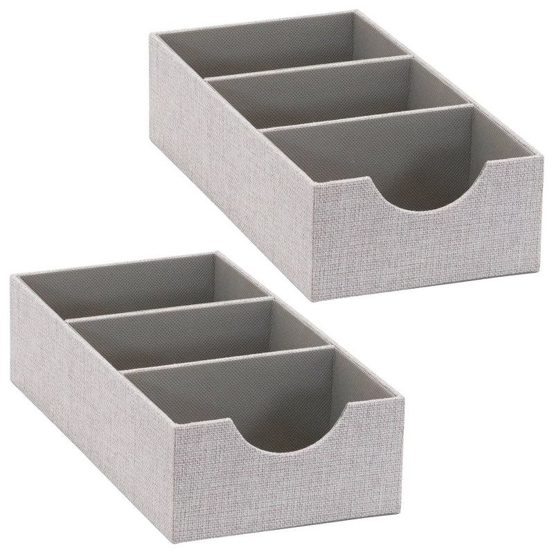 Household Essentials Set of 2 3-Section Hardside Trays Silver, 1 of 8