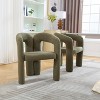MAYEERTY Modern Soft Chenille Accent Chair - Open Back 3-Leg Barrel - Comfy Dining Set of 2 (Beige) - 2 of 4