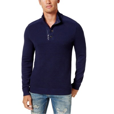 I.N.C International Concepts Mens Double-Placket Pullover Sweater, Blue, X-Small