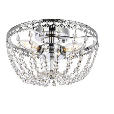 Elegant Chrome Crystal 3-Light Flush Mount with Hand Painted Finish