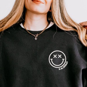 Simply Sage Market S.W.Smiley Embroidered Simple Wink Bold Lightweight Garment Dyed Sweatshirt - 1 of 4